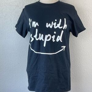 NWOT Black Couples Shirts “I’m with stupid” “Guess I’m Stupid”